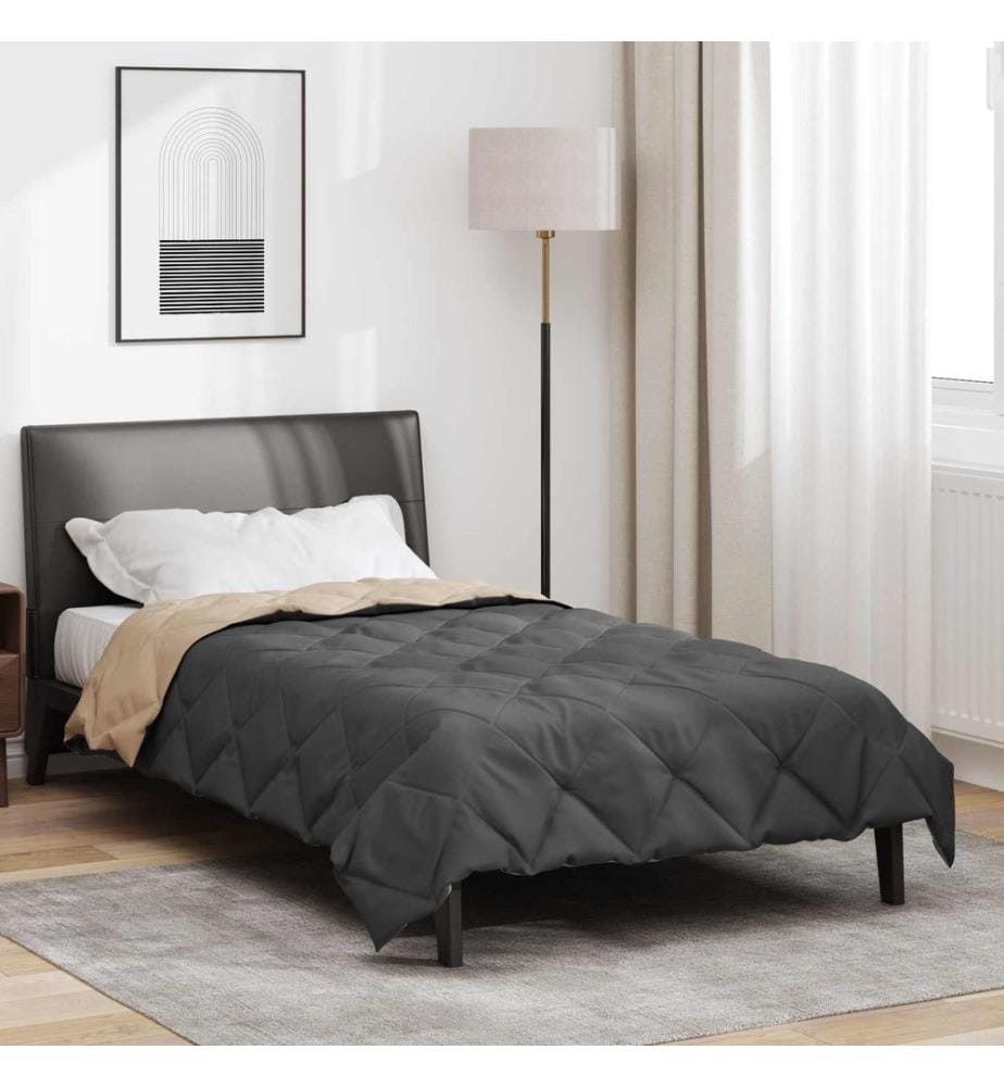 Sommerdecke Anthrazit und Taupe 200 x 135 cm Microfiber