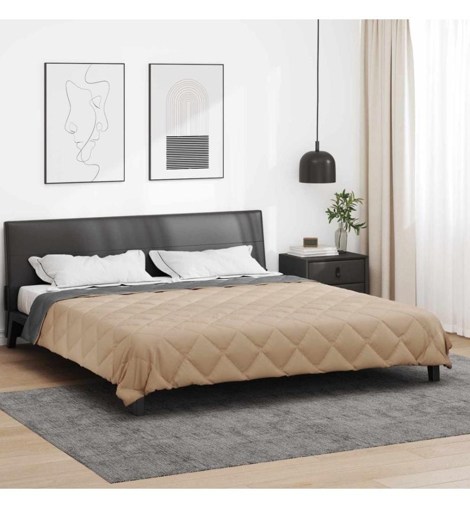 Sommerdecke Anthrazit und Taupe 220 x 240 cm Microfiber