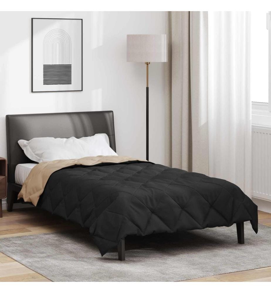 Sommerdecke Schwarz und Taupe 200 x 140 cm Microfiber