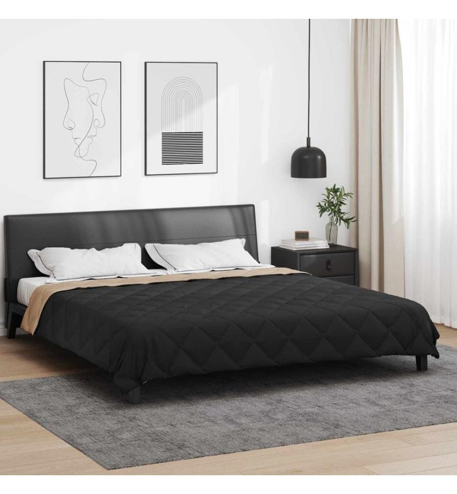 Sommerdecke Schwarz und Taupe 220 x 260 cm Microfiber