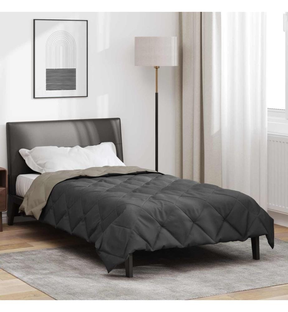 Sommerdecke Hellgrau und Anthrazit 220 x 155 cm Microfiber