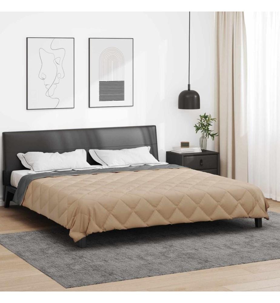 Ganzjahresbettdecke Anthrazit und Taupe 240 x 260 cm Microfiber