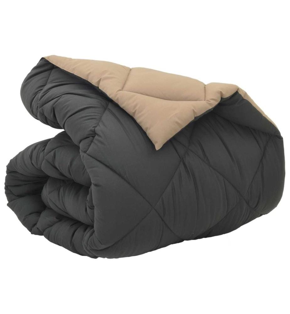 Winterbettdecke Anthrazit und Taupe 220 x 135 cm Microfiber