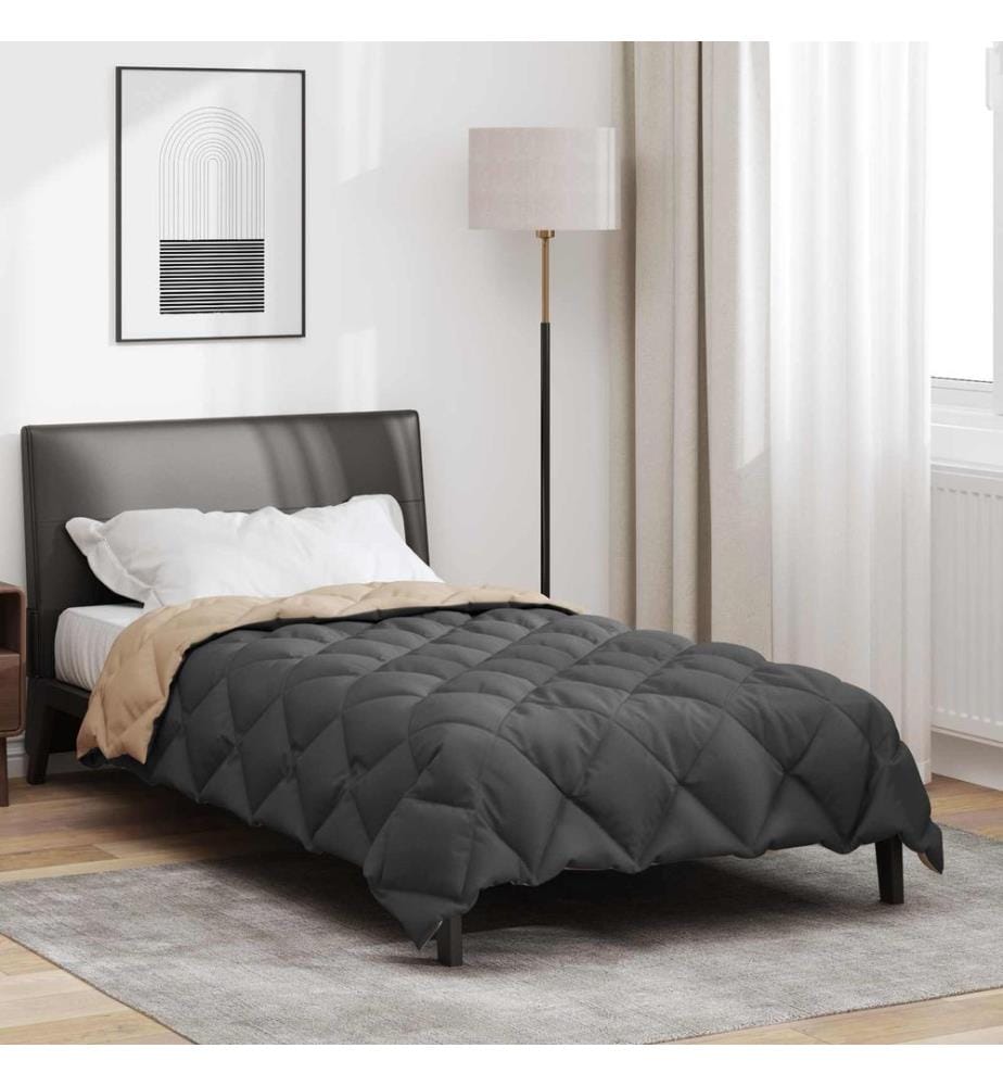 Winterbettdecke Anthrazit und Taupe 220 x 140 cm Microfiber