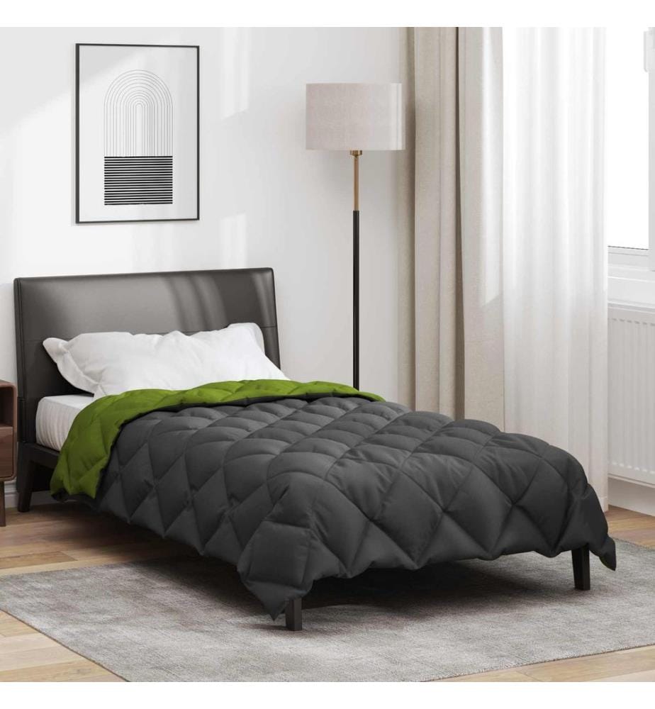 Winterbettdecke Grün und Anthrazit 220 x 140 cm Microfiber