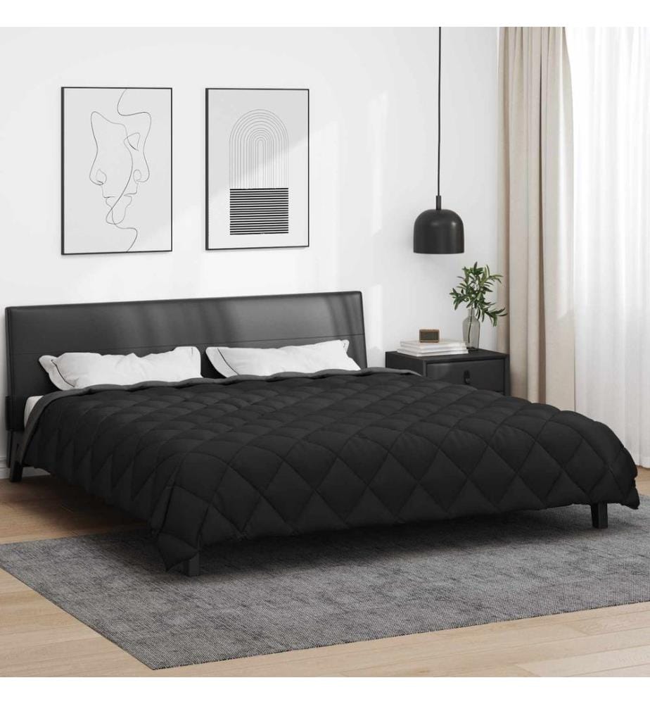 Winterbettdecke Schwarz und Anthrazit 220 x 240 cm Microfiber