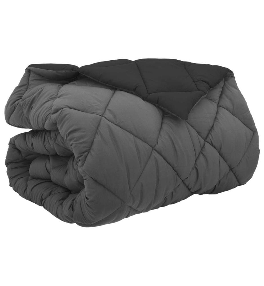 Winterbettdecke Schwarz und Anthrazit 240 x 260 cm Microfiber