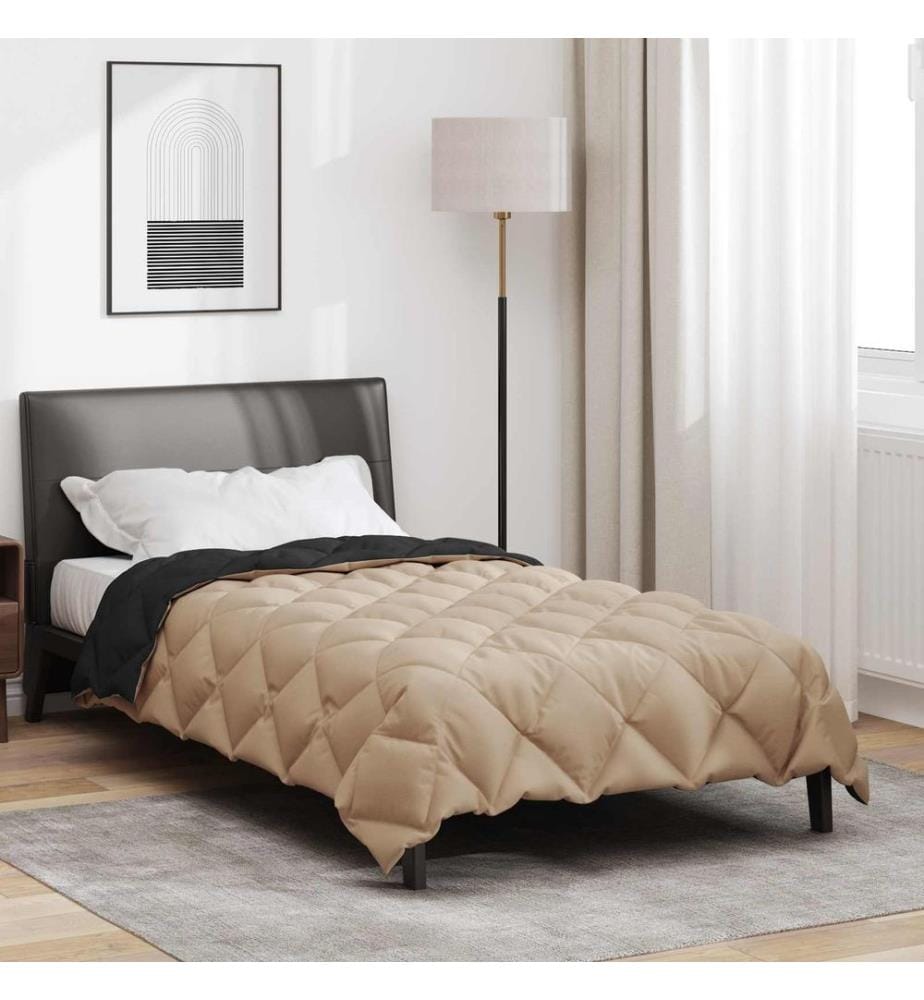 Winterbettdecke Schwarz und Taupe 200 x 135 cm Microfiber