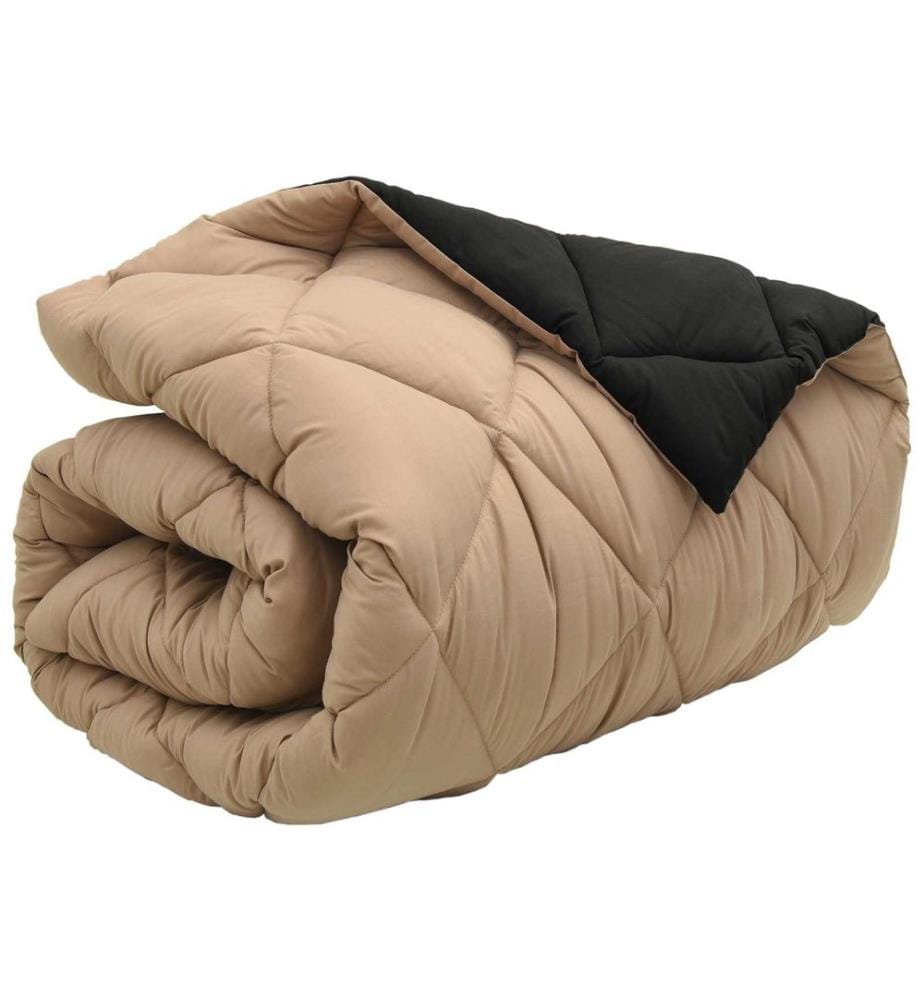 Winterbettdecke Schwarz und Taupe 200 x 135 cm Microfiber