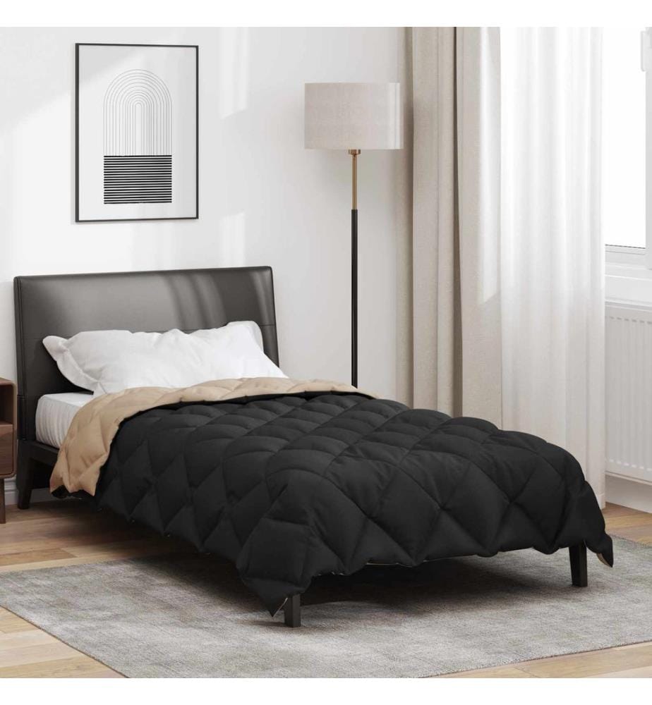 Winterbettdecke Schwarz und Taupe 200 x 155 cm Microfiber