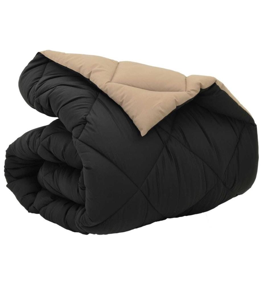 Winterbettdecke Schwarz und Taupe 220 x 135 cm Microfiber