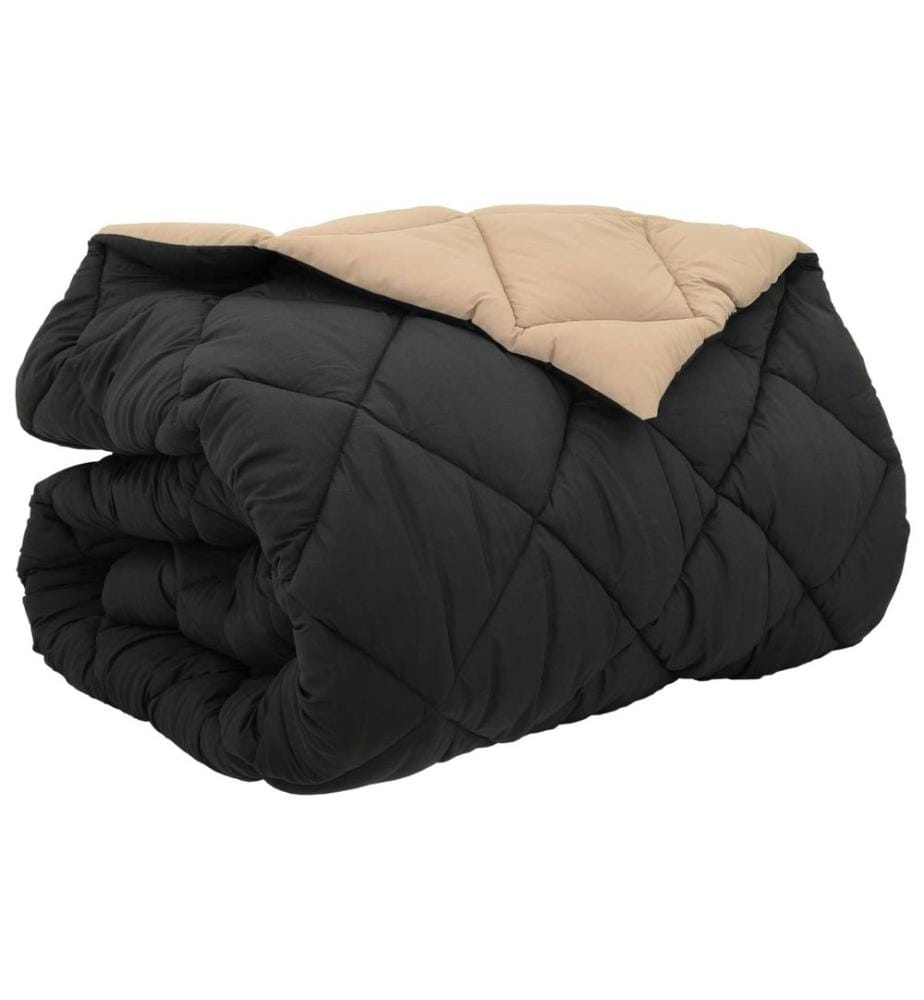 Winterbettdecke Schwarz und Taupe 220 x 200 cm Microfiber