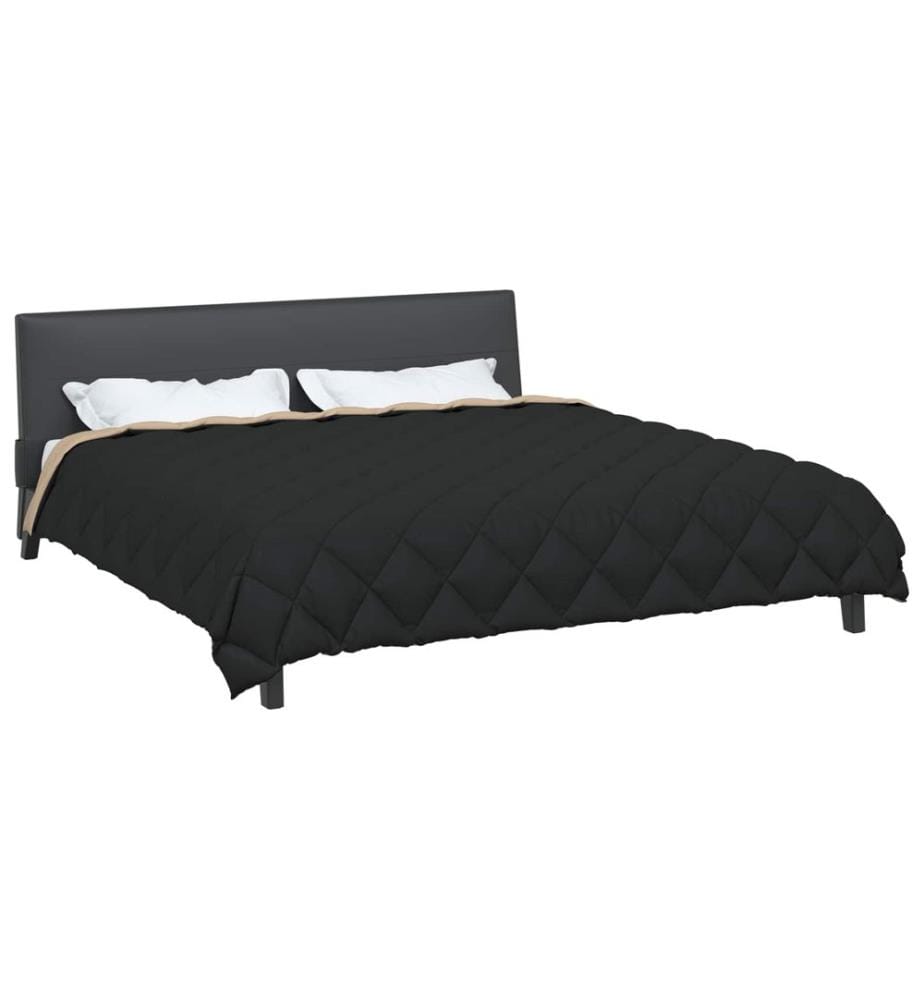 Winterbettdecke Schwarz und Taupe 220 x 260 cm Microfiber