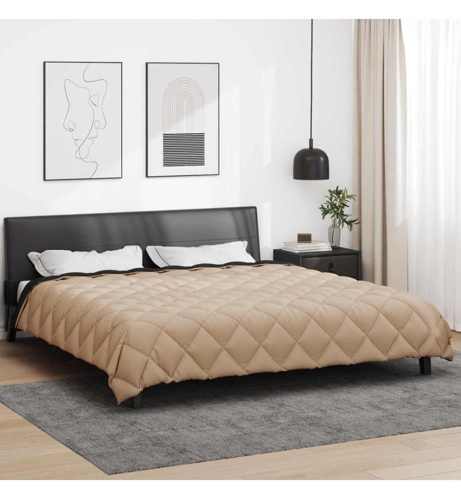 Winterbettdecke Schwarz und Taupe 220 x 260 cm Microfiber