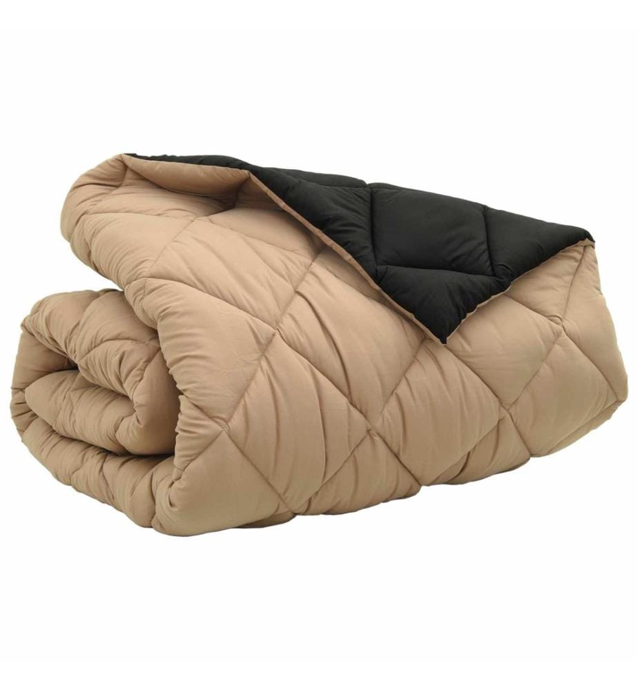Winterbettdecke Schwarz und Taupe 220 x 260 cm Microfiber