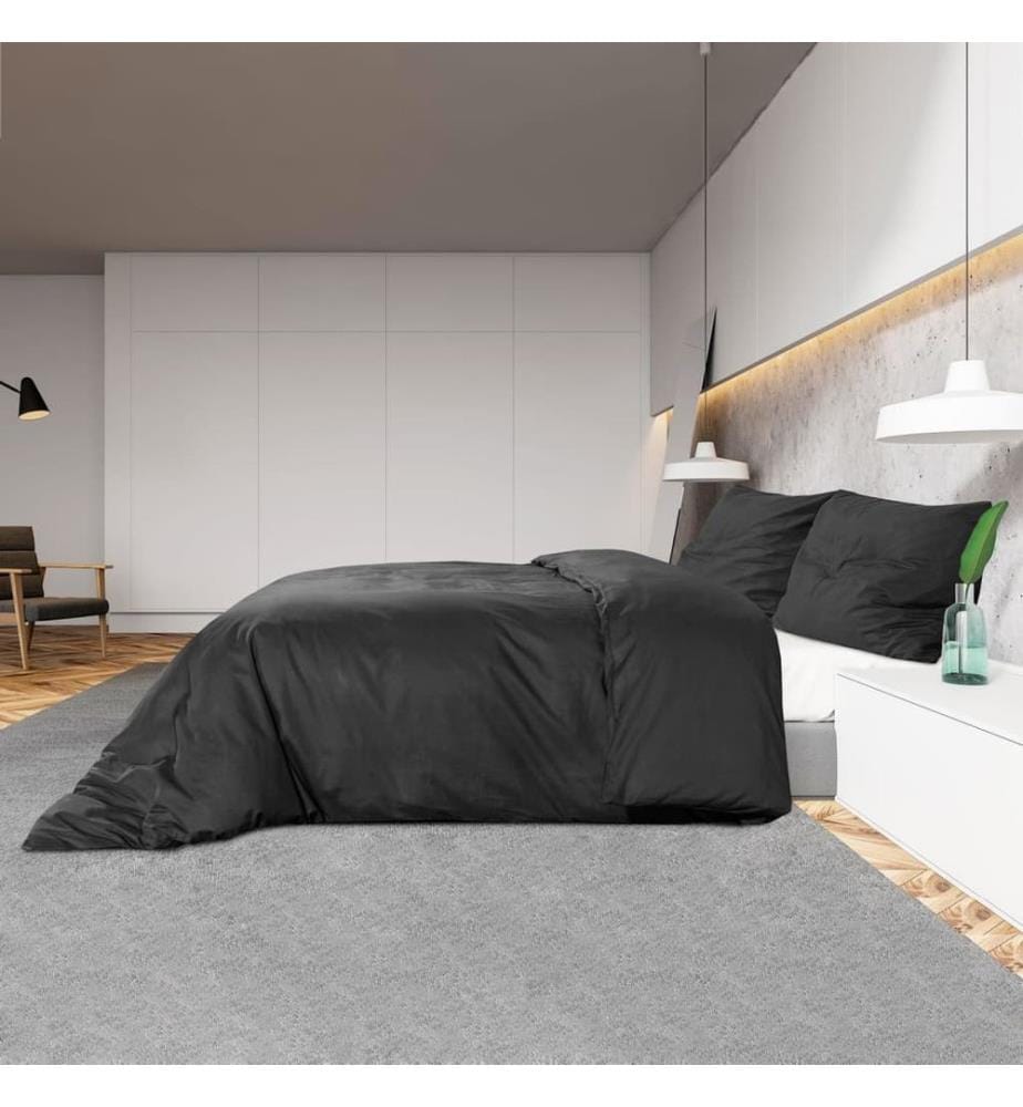 Bettwäsche-Set Schwarz 200x200 cm Leichte Mikrofaser