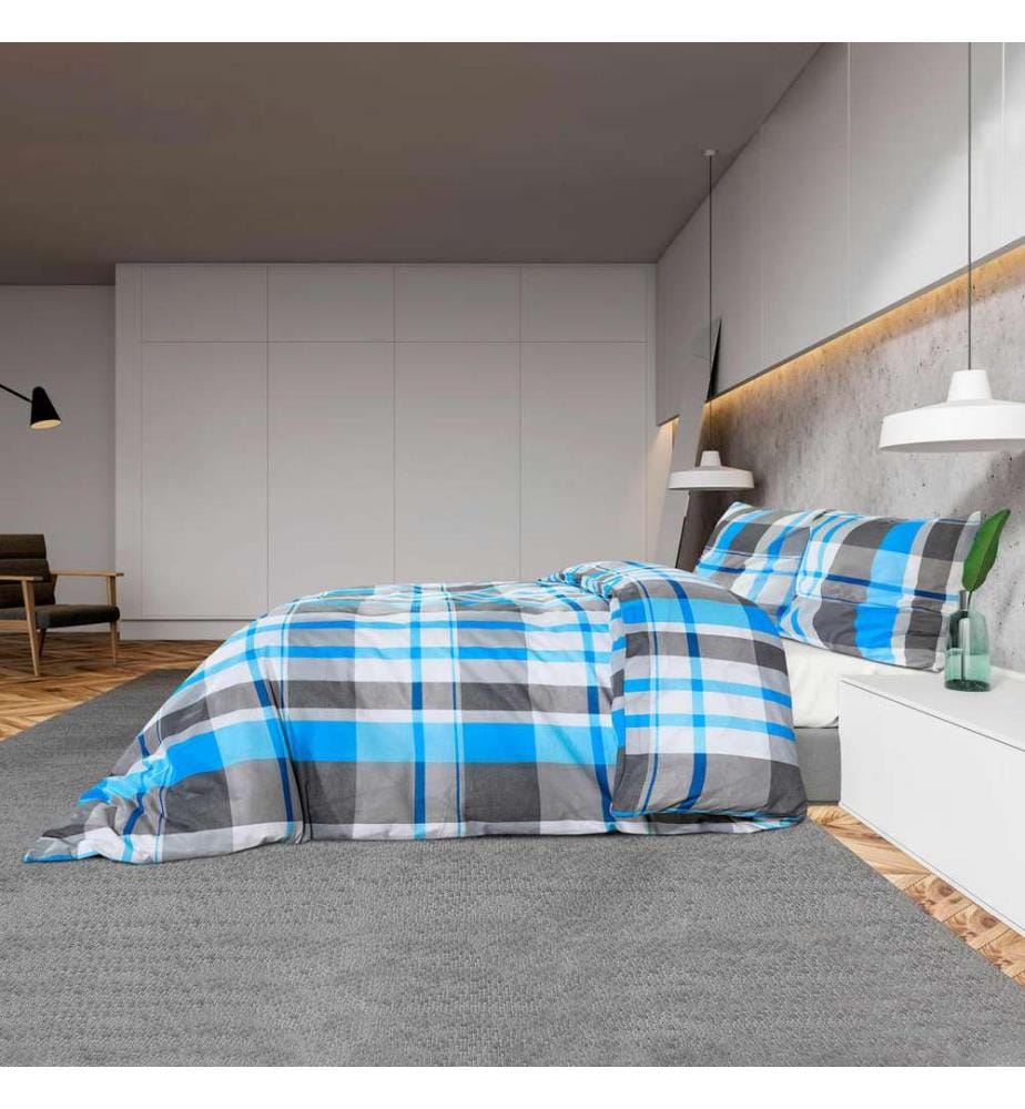 Bettwäsche-Set Blau und Grau 220x240 cm Baumwolle