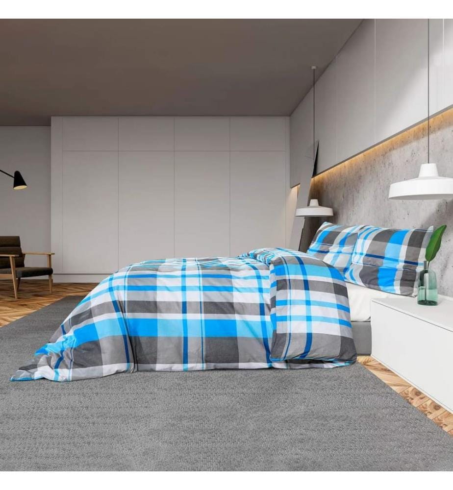 Bettwäsche-Set Blau und Grau 200x220 cm Baumwolle