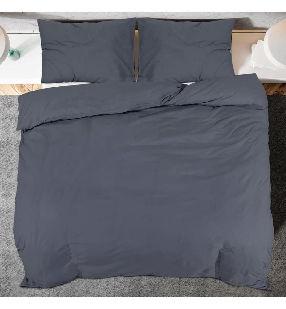 Bettwäsche-Set Anthrazit 135x200 cm Baumwolle
