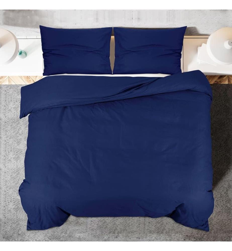 Bettwäsche-Set Marineblau 135x200 cm Baumwolle