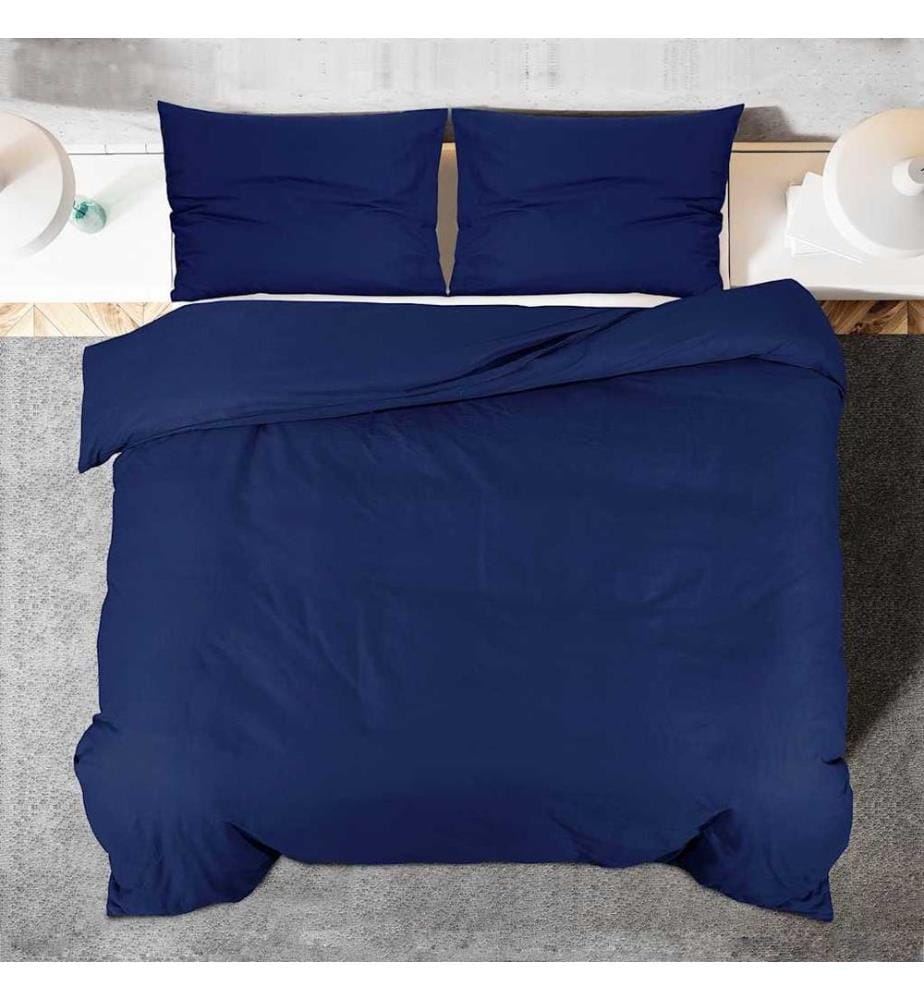 Bettwäsche-Set Marineblau 200x200 cm Baumwolle