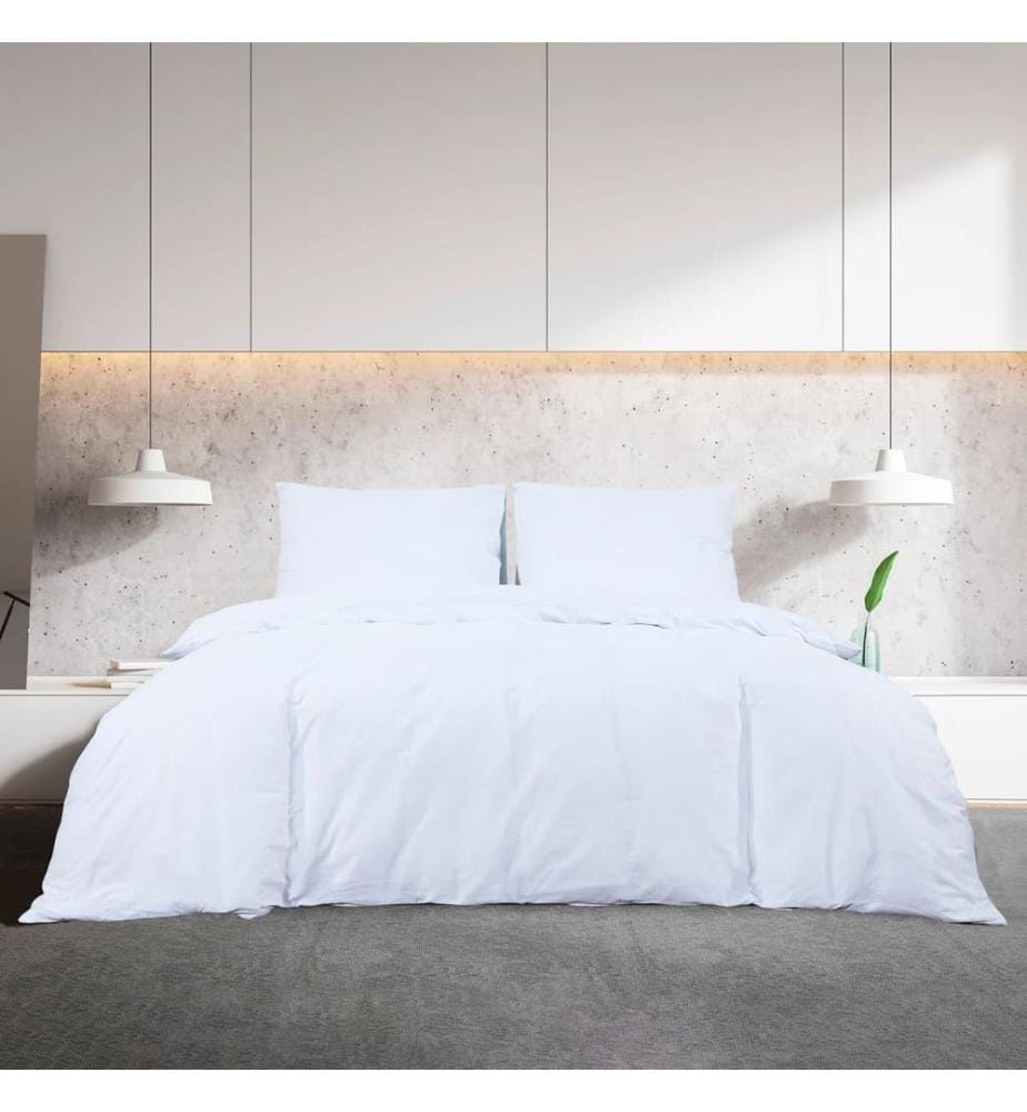 Bettwäsche-Set Weiss 200x200 cm Baumwolle