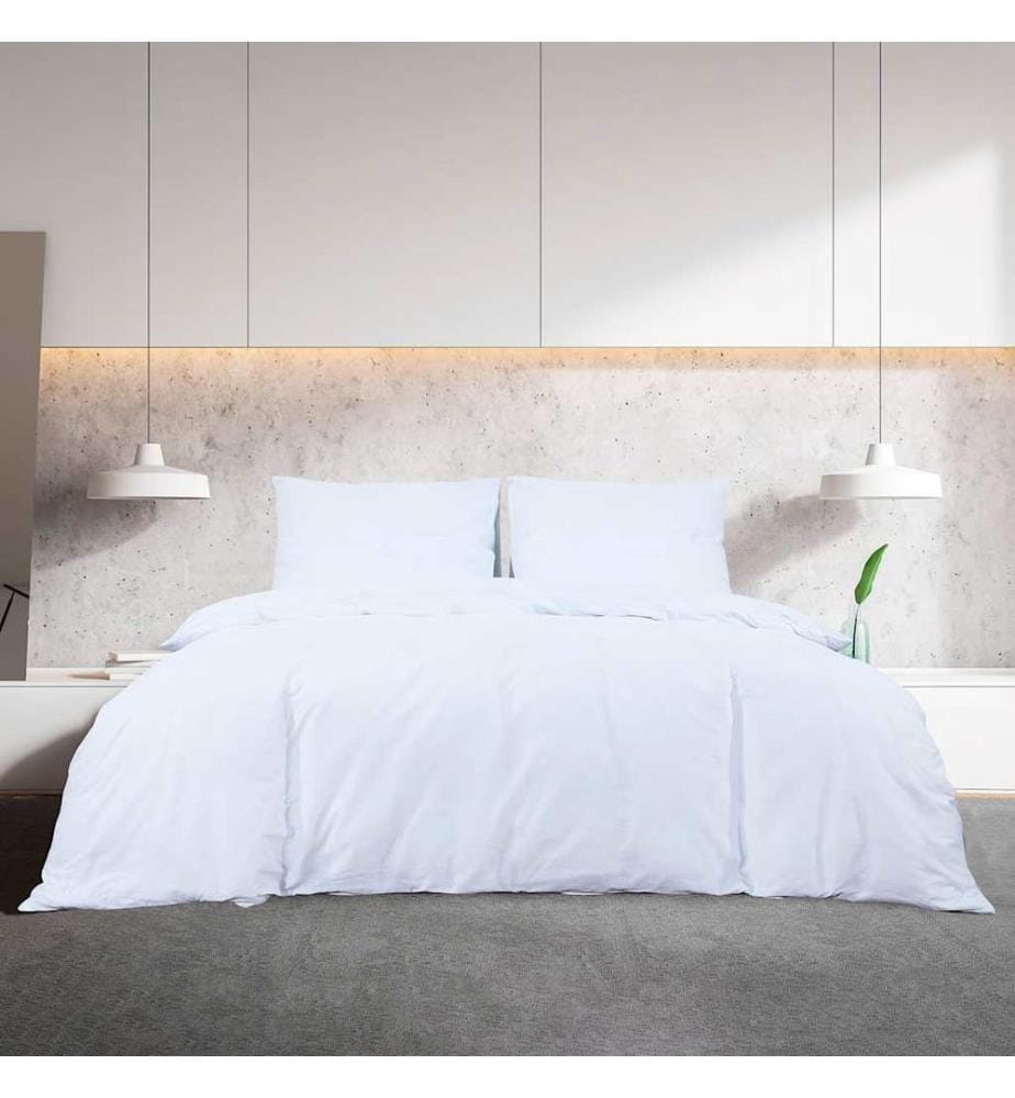 Bettwäsche-Set Weiss 155x220 cm Baumwolle