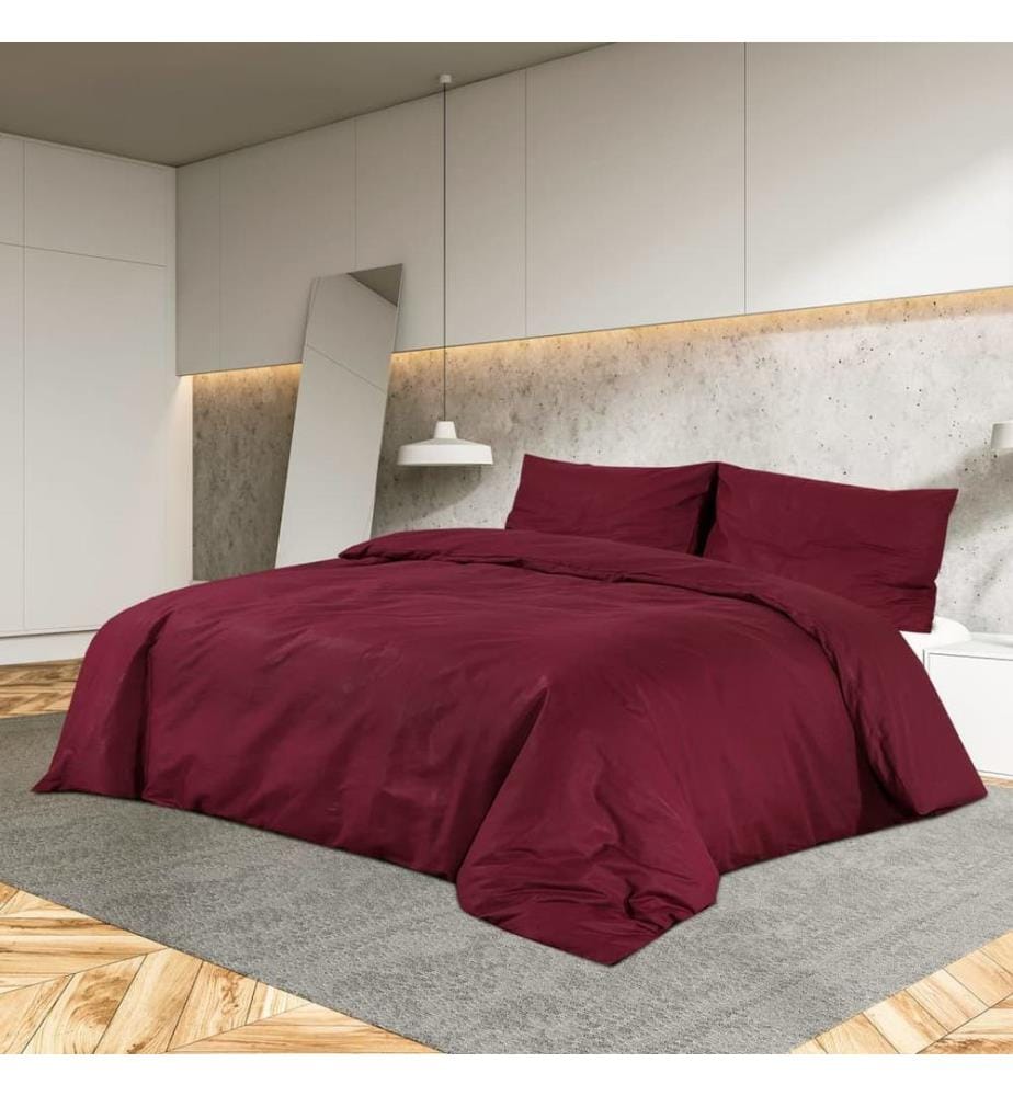 Bettwäsche-Set Bordeauxrot 200x200 cm Baumwolle