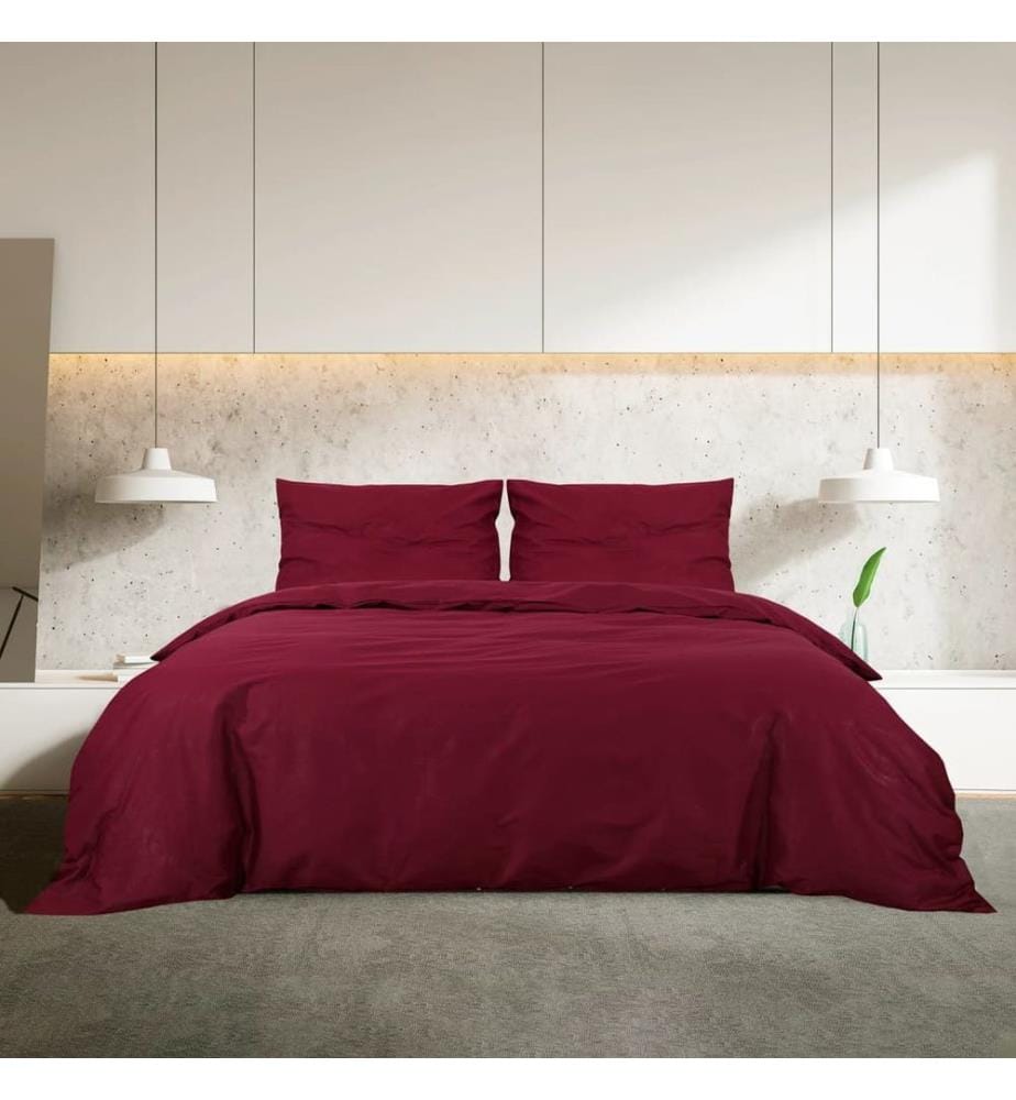 Bettwäsche-Set Bordeauxrot 220x240 cm Baumwolle
