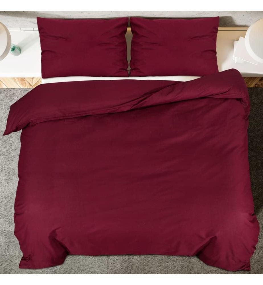 Bettwäsche-Set Bordeauxrot 220x240 cm Baumwolle