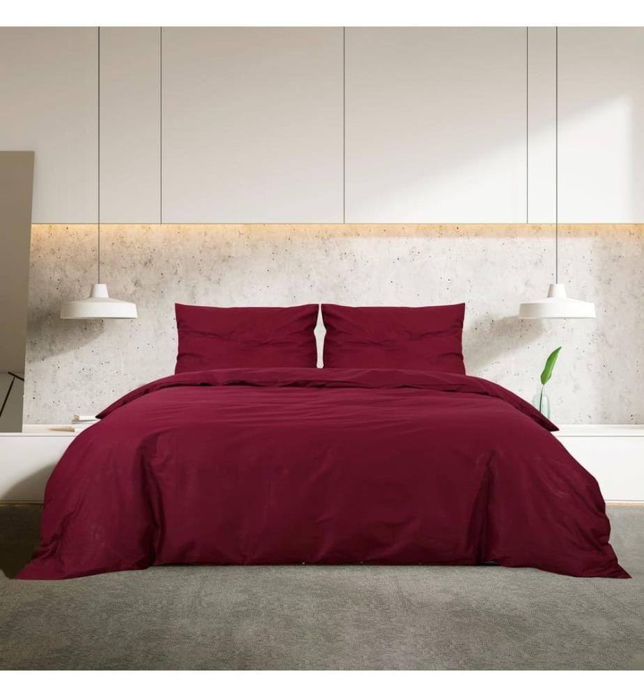 Bettwäsche-Set Bordeauxrot 200x200 cm Baumwolle