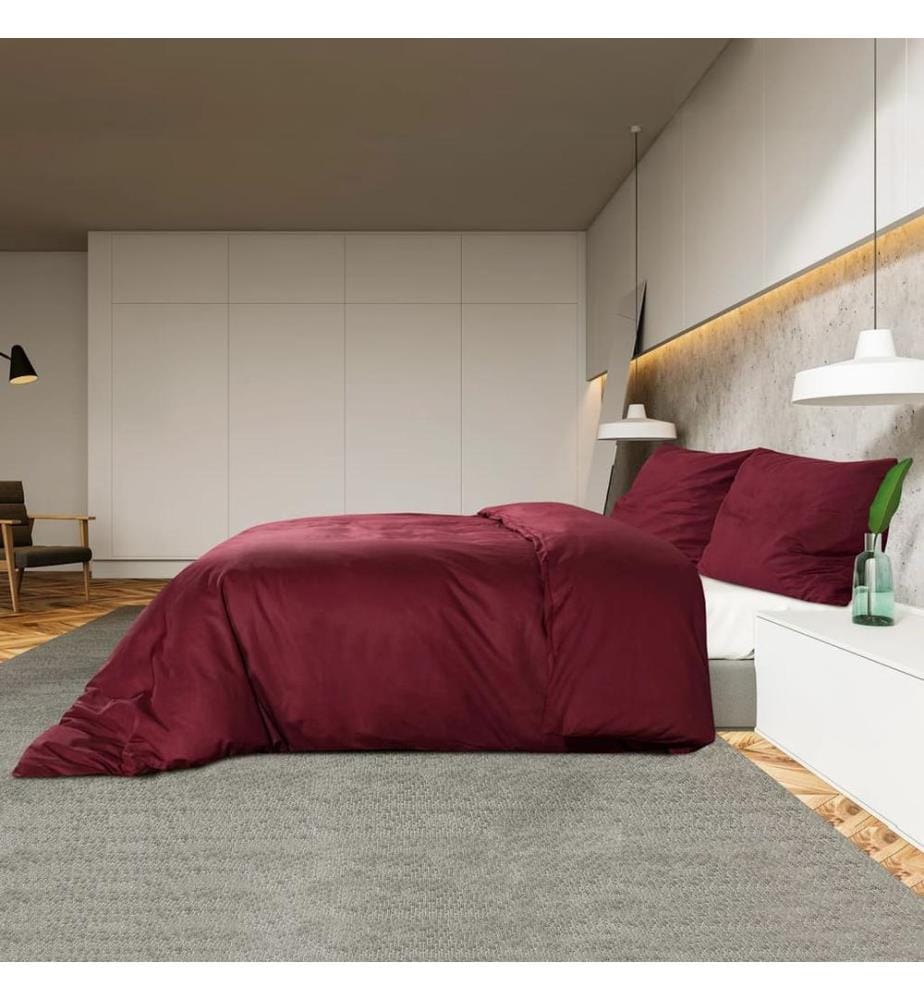 Bettwäsche-Set Bordeauxrot 200x200 cm Baumwolle