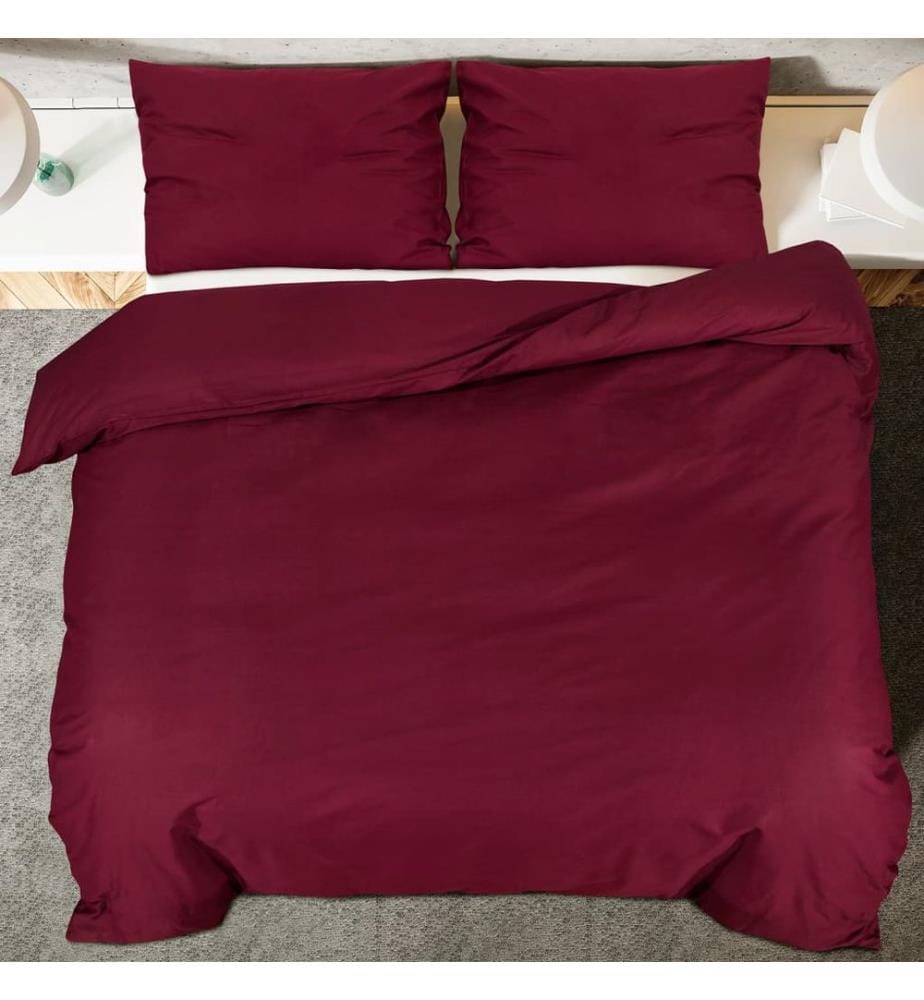 Bettwäsche-Set Bordeauxrot 200x200 cm Baumwolle