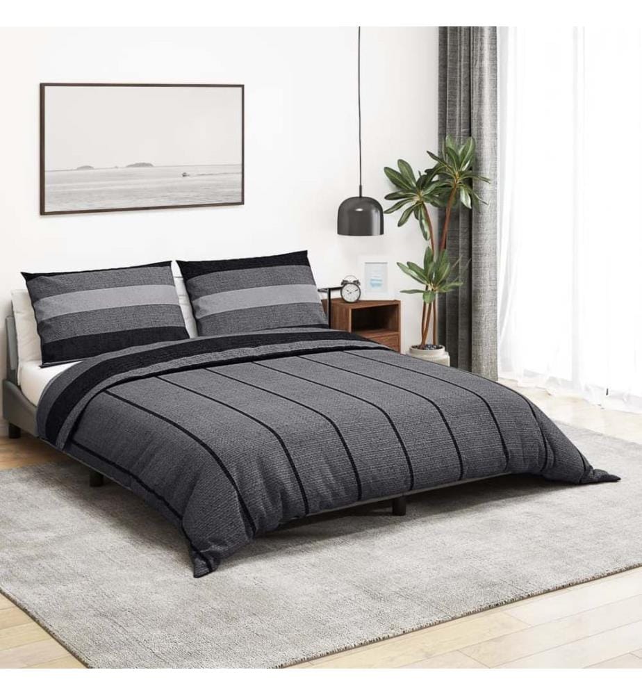 Bettwäsche-Set Dunkelgrau 240x220 cm Baumwolle