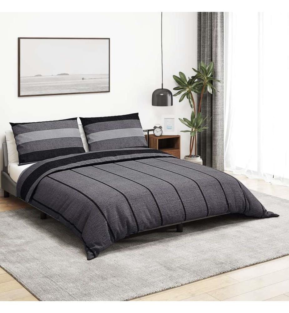 Ensemble de housse de couette gris foncé 220x240 cm Coton