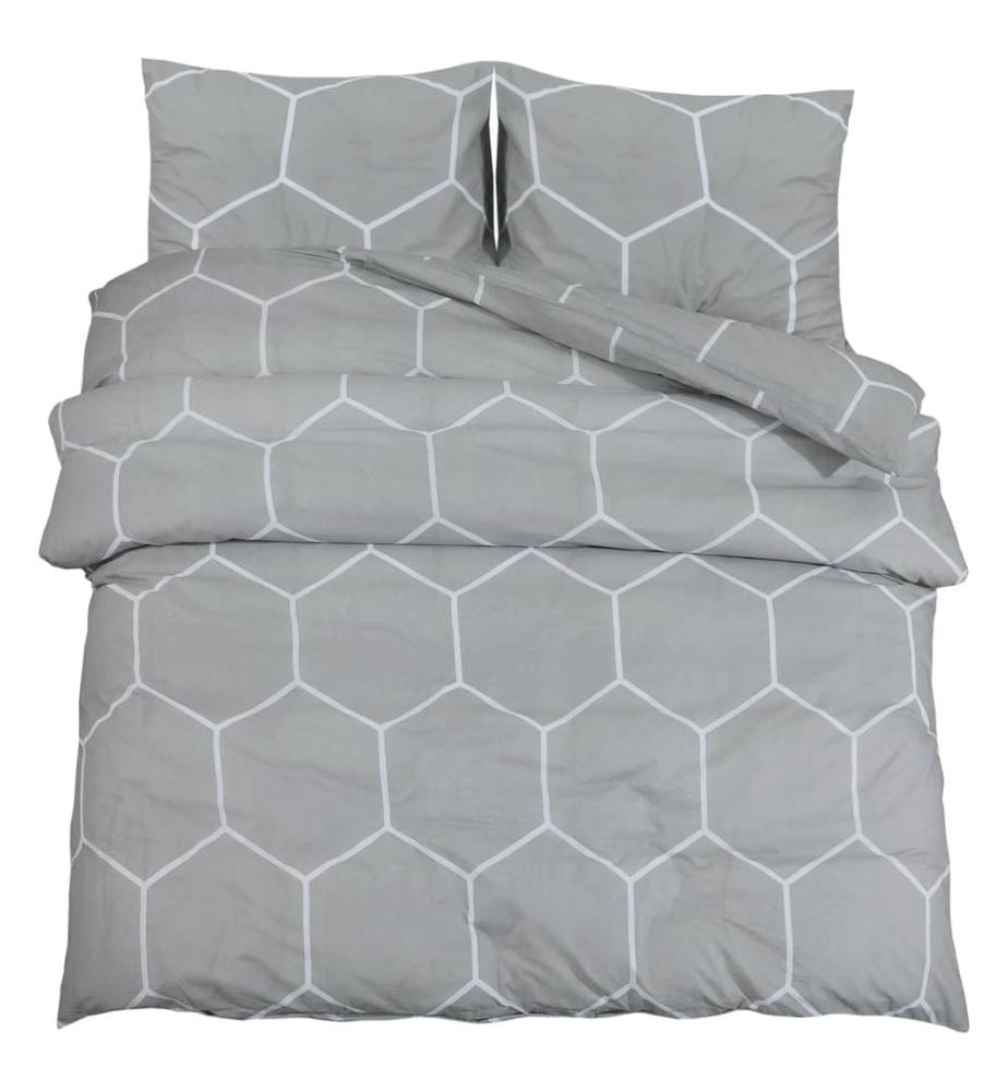 Bettwäsche-Set Grau 240x220 cm Baumwolle
