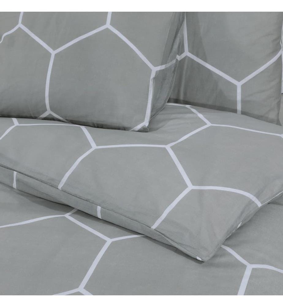 Bettwäsche-Set Grau 200x200 cm Baumwolle