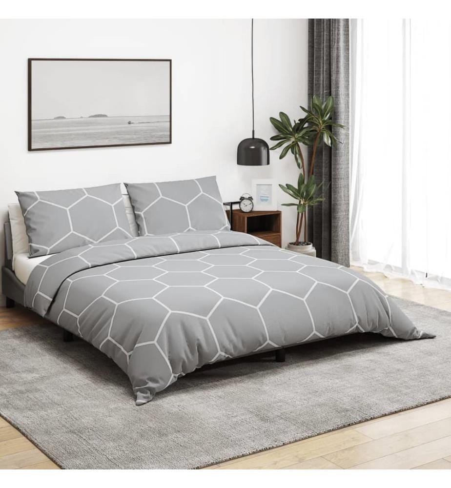 Bettwäsche-Set Grau 225x220 cm Baumwolle