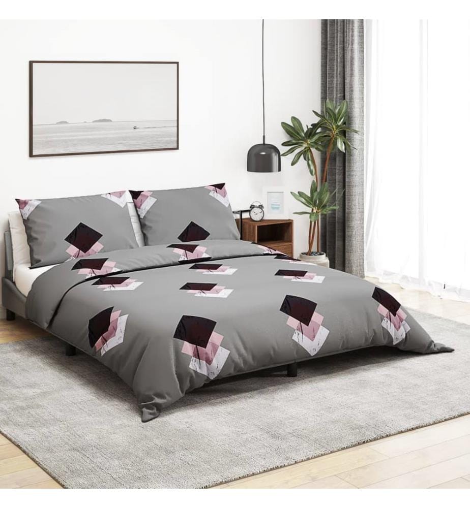 Bettwäsche-Set Grau 220x240 cm Baumwolle