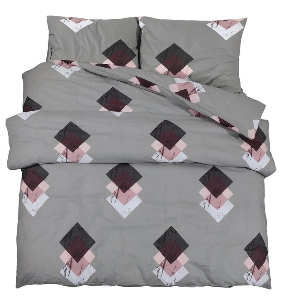 Bettwäsche-Set Grau 225x220 cm Baumwolle
