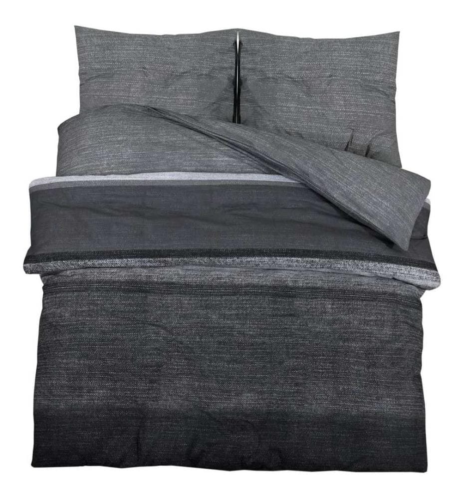 Bettwäsche-Set Dunkelgrau 220x240 cm Baumwolle