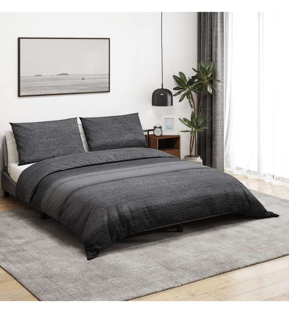 Bettwäsche-Set Dunkelgrau 155x220 cm Baumwolle