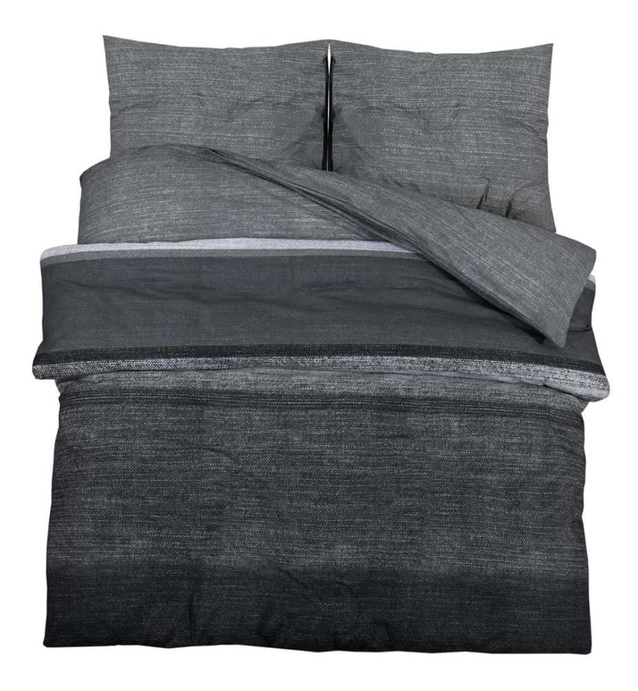 Bettwäsche-Set Dunkelgrau 200x200 cm Baumwolle