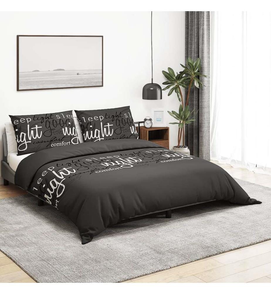 Bettwäsche-Set Schwarz 140x200 cm Baumwolle