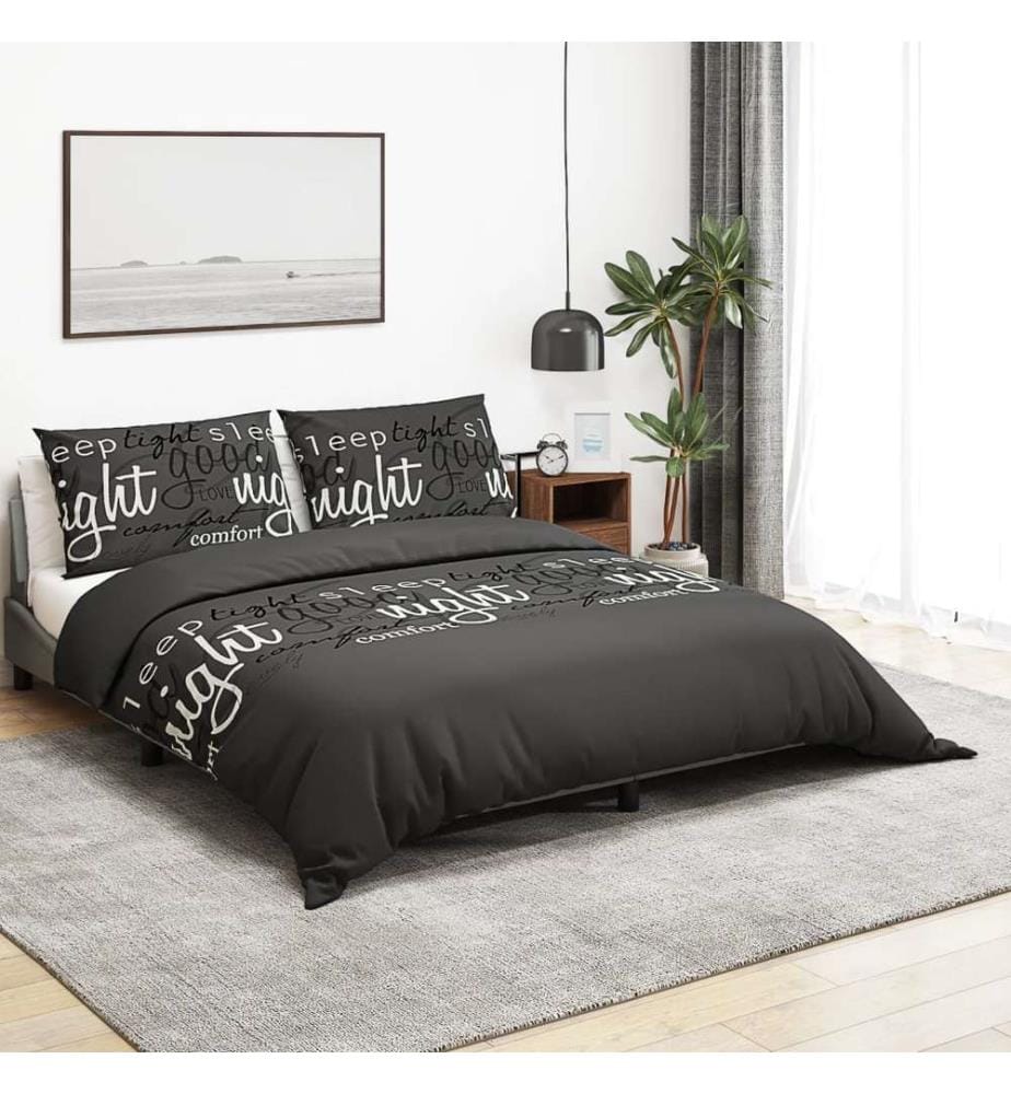 Bettwäsche-Set Schwarz 200x200 cm Baumwolle