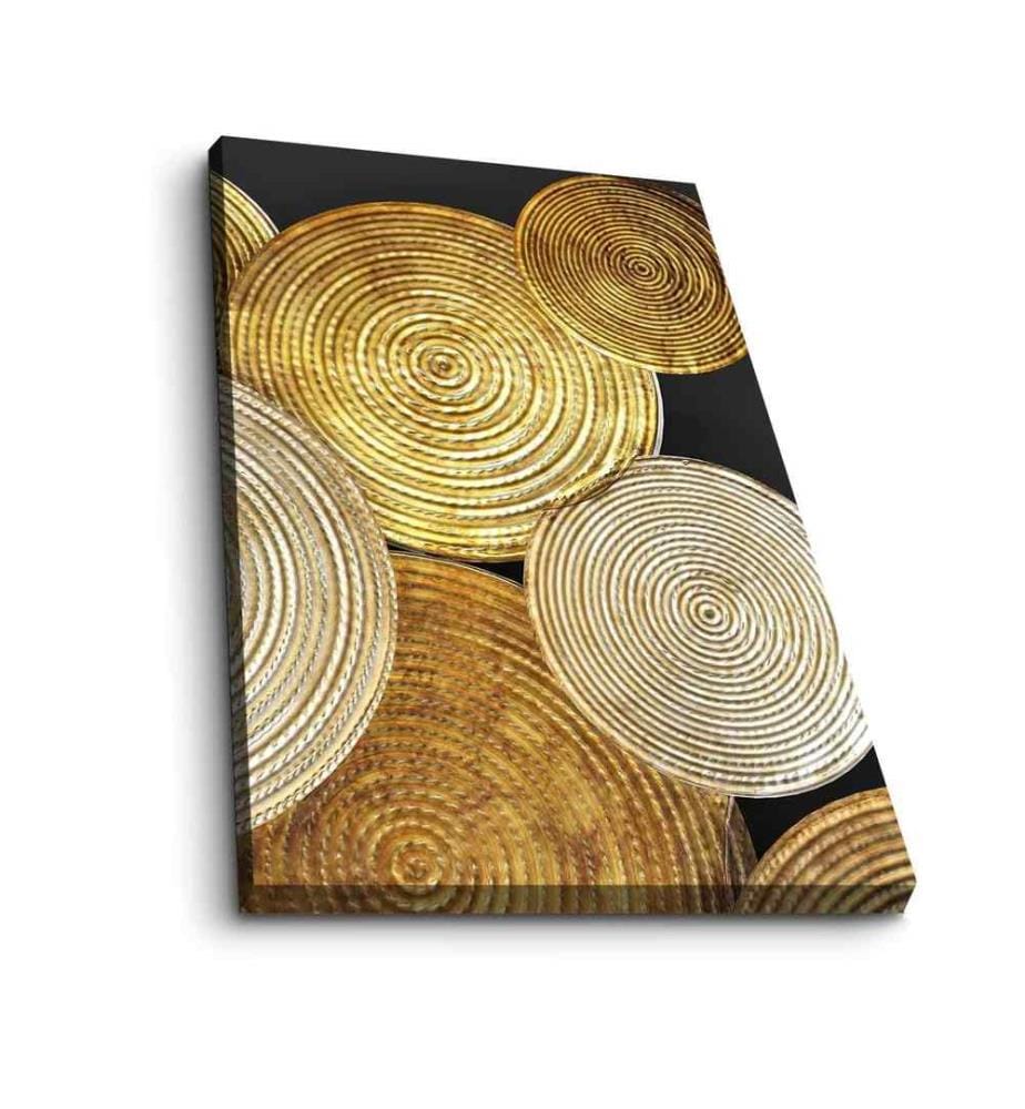 Decorative Canvas Painting, Gold Beige Black White, Canvas, Pine Wood Frame