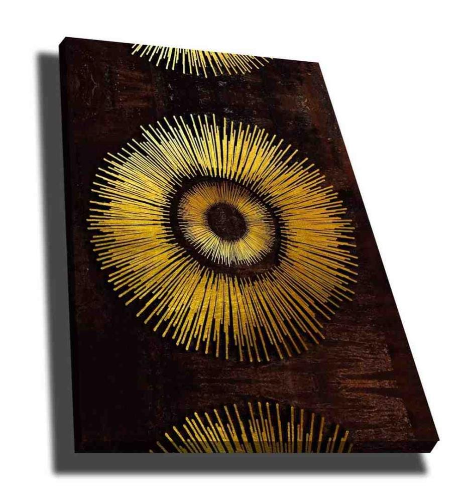 Decorative Canvas Painting, Gold Brown, Canvas, Pine Wood Frame