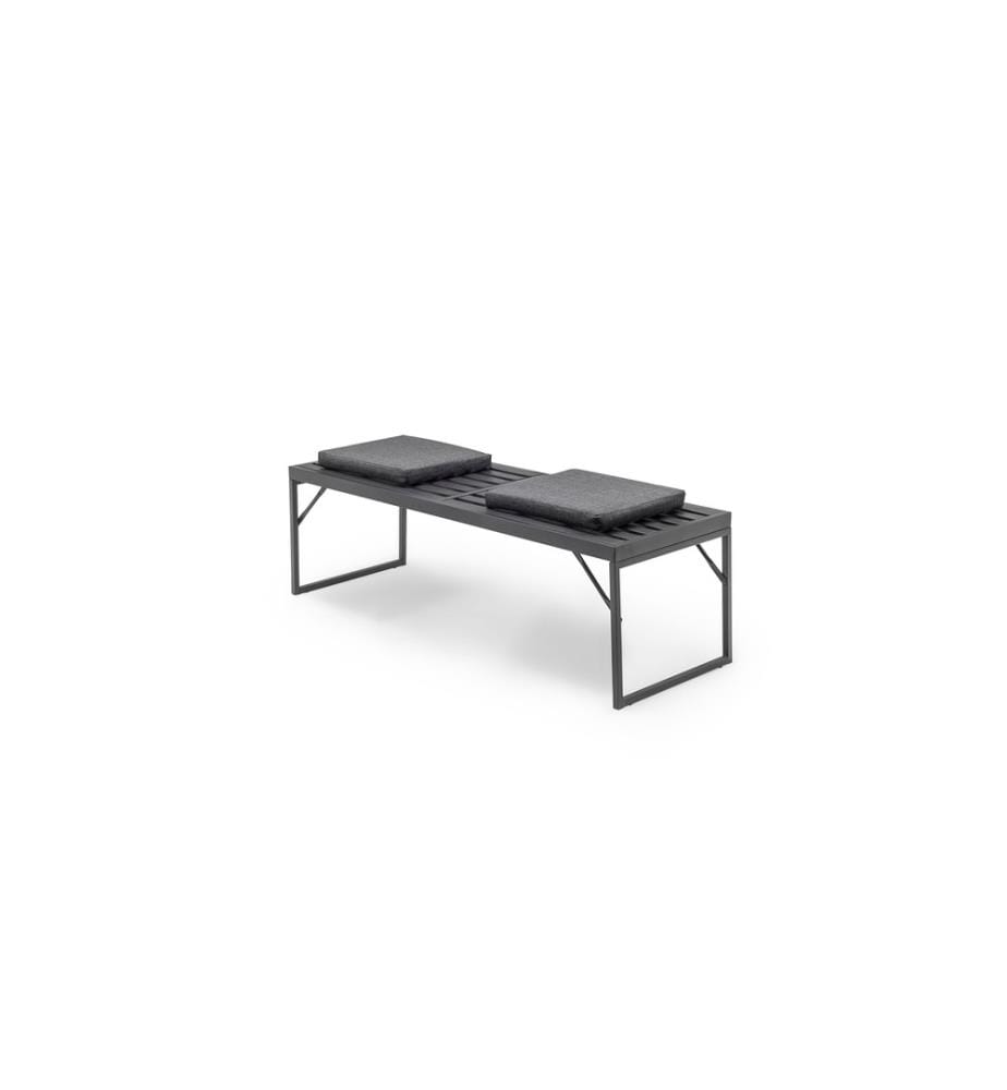 Bench, Anthracite, Black, Frame: Metal (20 X 40 Profile - 1 Mm Thickness), Fabric: 100% Linen (Thickness: 4 Mm)
