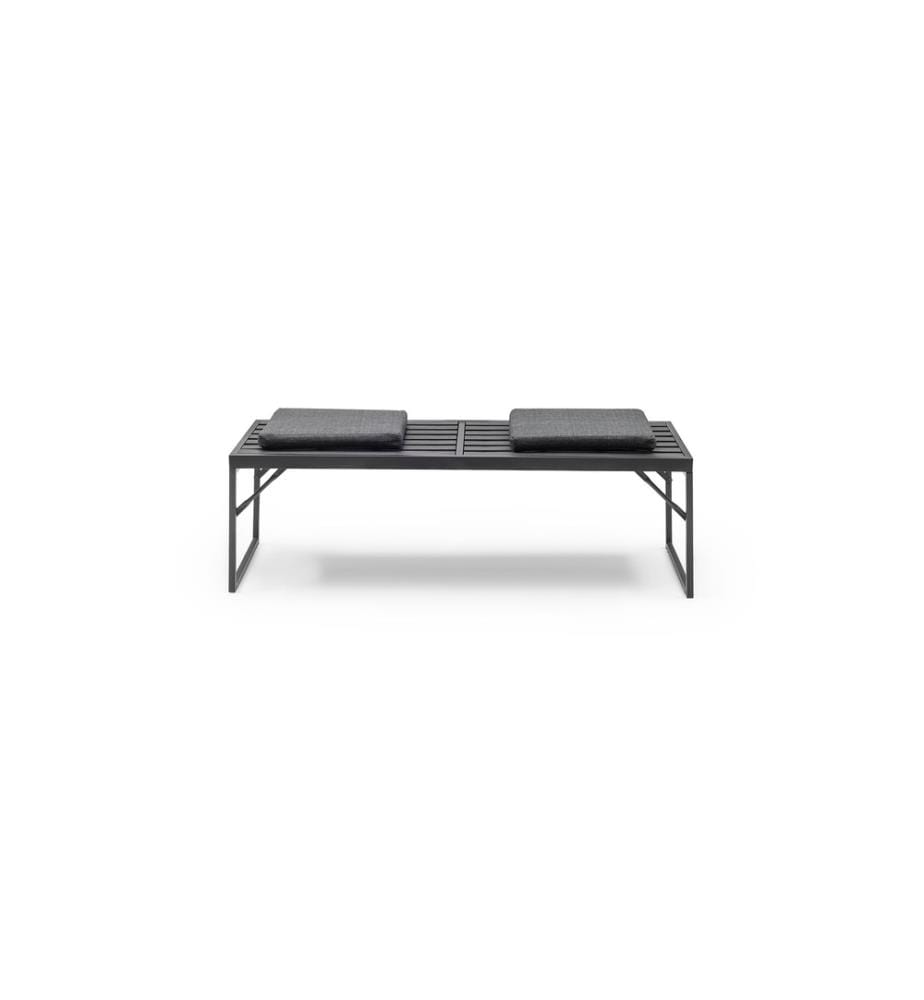 Bench, Anthracite, Black, Frame: Metal (20 X 40 Profile - 1 Mm Thickness), Fabric: 100% Linen (Thickness: 4 Mm)