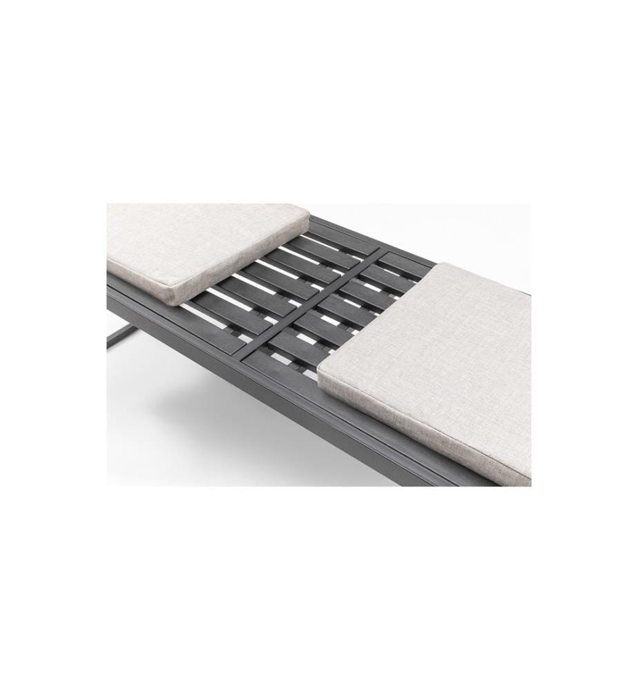 Bank, Beige, Schwarz, Gestell: Metall (20 X 40 Profil - 1 Mm Dicke), Stoff: 100% Leinen (Dicke: 4 mm)